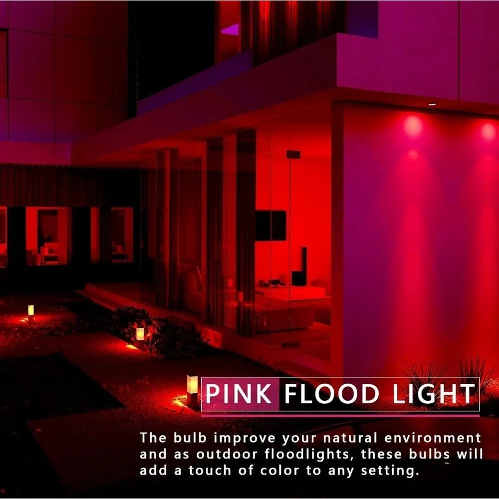 Pink Flood Light PAR38 LED 4‎ Pack Dimmable E26 20W Christmas Halloween